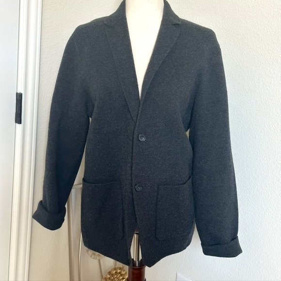 NWT Wool Blend Knit Blazer Jacket Dark Grey S - Picture 1 of 5